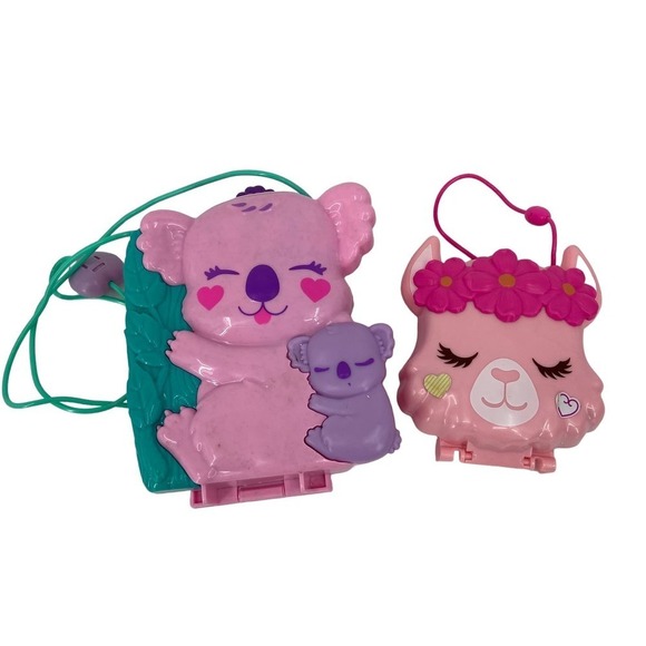 Polly Pocket Lot Koala Adventures Purse and Llama Music Party Compact Toys - Picture 1 of 10